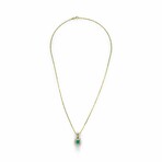 Fine Jewelry // 14K Yellow Gold + 18K Yellow Gold Emerald + Diamond Necklace // 18" // Pre-Owned