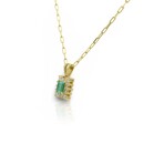 Fine Jewelry // 14K Yellow Gold + 18K Yellow Gold Emerald + Diamond Necklace // 18" // Pre-Owned