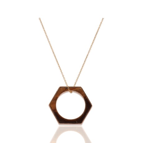 Fine Jewelry // 18K Yellow Gold Hexagon Tiger Eye Ring + Necklace // Ring Size: 5.75 + 16" // Pre-Owned
