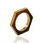 Fine Jewelry // 18K Yellow Gold Hexagon Tiger Eye Ring + Necklace // Ring Size: 5.75 + 16" // Pre-Owned