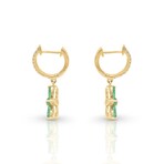 Fine Jewelry // 14K Yellow Gold Emerald + Diamond Flower Earrings I // New