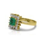 Fine Jewelry // 18K Yellow Gold Emerald + Diamond Ring // Ring Size: 6.5 // Pre-Owned