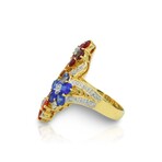 Fine Jewelry // 18K Yellow Gold Multicolor Sapphire + Diamond Ring // Ring Size: 5.75 // Pre-Owned