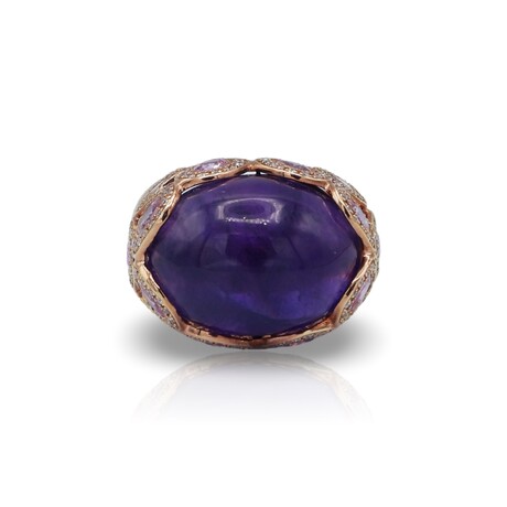 Fine Jewelry // 18K Rose Gold Amethyst + Sapphire + Diamond Ring // Ring Size: 7.25 // Pre-Owned