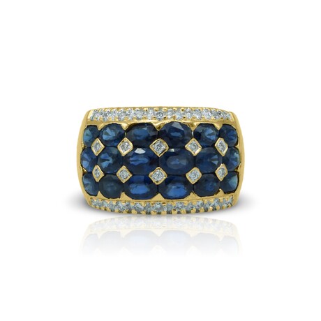Fne Jewelry // 18K Yellow Gold Sapphire + Diamond Ring // Ring Size: 5.25 // Pre-Owned