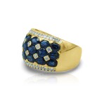 Fne Jewelry // 18K Yellow Gold Sapphire + Diamond Ring // Ring Size: 5.25 // Pre-Owned