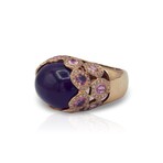 Fine Jewelry // 18K Rose Gold Amethyst + Sapphire + Diamond Ring // Ring Size: 7.25 // Pre-Owned