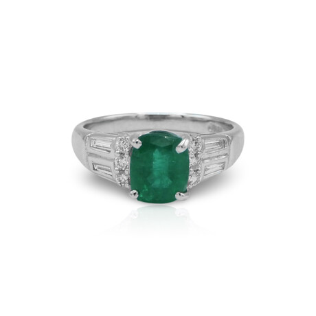 Fine Jewelry // Platinum Emerald + Diamond Ring // Ring Size: 7.25 // Pre-Owned