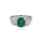 Fine Jewelry // Platinum Emerald + Diamond Ring // Ring Size: 7.25 // Pre-Owned