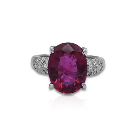 Fine Jewelry // Platinum Rubellite + Diamond Ring // Ring Size: 6.5 // Pre-Owned