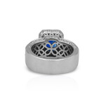 Fine Jewelry // 18K White Gold Sapphire + Diamond Ring // Ring Size: 6.25 // Pre-Owned