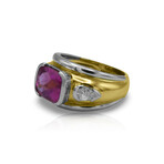 Fine Jewelry // 18K Yellow Gold + 18k White Gold Rubelite + Diamond Ring // Ring Size: 6.25 // Pre-Owned