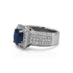 Fine Jewelry // 18K White Gold Sapphire + Diamond Ring // Ring Size: 6.25 // Pre-Owned