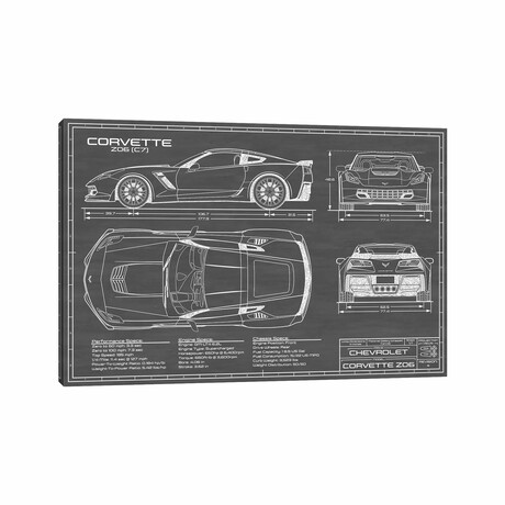Corvette (C7) Z06 Black by Action Blueprints (18"H x 26"W x 1.5"D)
