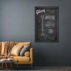 Gibson Guitar Charcoal Patent Blueprint by Aged Pixel (26"H x 18"W x 1.5"D)