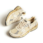 Men's Dad-Star White Leather Star + Beige Heel Tab Sneakers // Beige + White (Euro: 42)