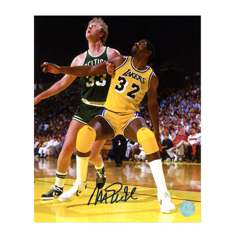 Autograph Authentic // Magic Johnson Los Angeles Autographed Rivalry vs Larry Bird 8x10 Photo