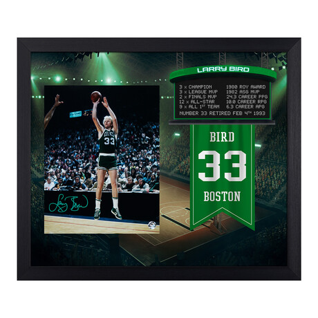Autograph Authentic // Larry Bird Autographed Boston Celtics Retired Number Graphic 23x27 Frame