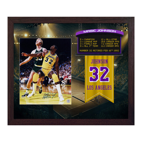 Magic Johnson Signed LA Retired Number 23x27 Graphic Frame