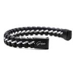 Men's Genuine Leather Braided Santa Monica Bracelet // Black Silver (US: 8)