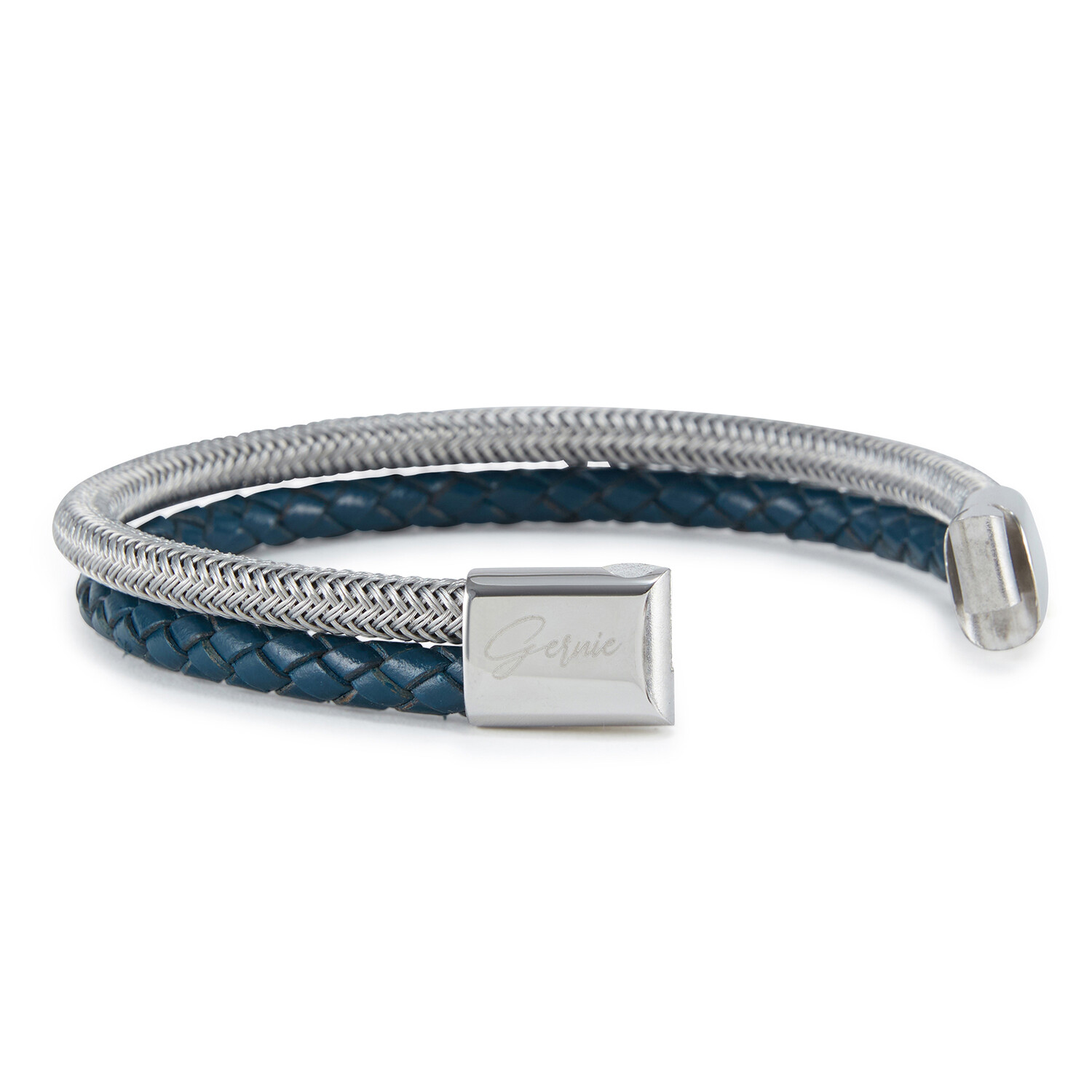 Men's Genuine Leather Selma Bracelet // Navy Silver (US: 8) - Gernie ...