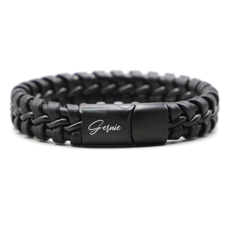 Men's Genuine Leather Braided Santa Monica Bracelet // Black (US: 8)