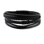 Premium Leather 5-Strap Pasadena Men's Wrap Bracelet // Black (US: 8)