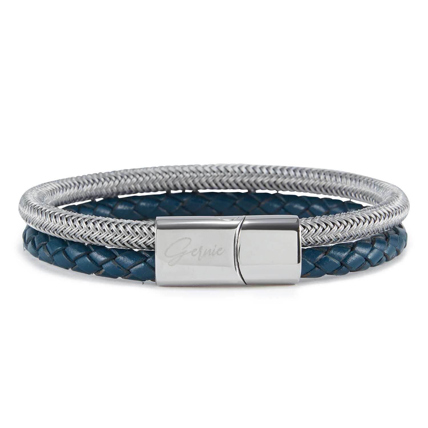 Men's Genuine Leather Selma Bracelet // Navy Silver (US: 8) - Gernie ...