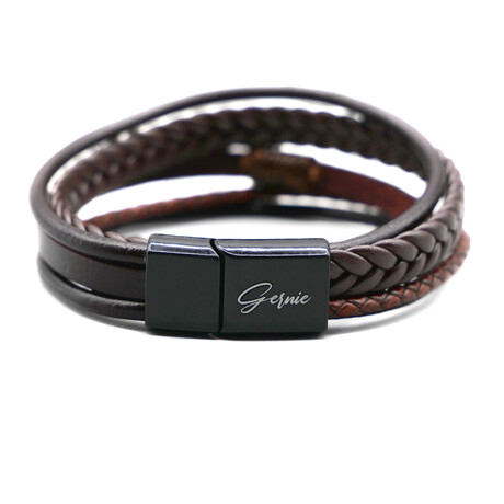 Premium Leather 5-Strap Pasadena Men's Wrap Bracelet // Espresso (US: 8)