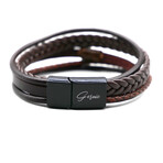 Premium Leather 5-Strap Pasadena Men's Wrap Bracelet // Espresso (US: 8.5)