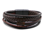 Premium Leather 5-Strap Pasadena Men's Wrap Bracelet // Espresso (US: 8)