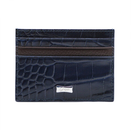Genuine Gator Leather Slim Card Case // Navy (44)