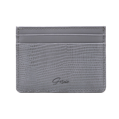 Genuine Lizard Leather Slim Card Case // Grey (44)