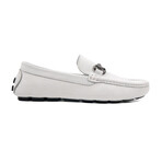 Genuine Leather Slip-On Loafer Shoes with Buckle for Men // White (Euro: 40)