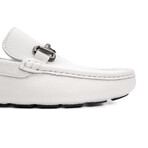 Genuine Leather Slip-On Loafer Shoes with Buckle for Men // White (Euro: 43)