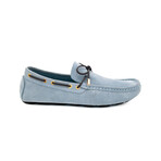 Genuine Suede Leather Slip-On Loafer Shoes with Lace for Men // Ice Blue (Euro: 40)