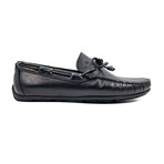 Genuine Leather Slip-On Loafer Shoes with Lace for Men // Black (Euro: 43)