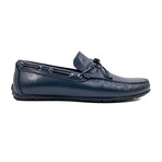 Genuine Leather Slip-On Loafer Shoes with Lace for Men // Navy Blue (Euro: 43)