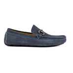 Genuine Suede Leather Slip-On Loafer Shoes with Buckle for Men // Navy Blue (Euro: 42)
