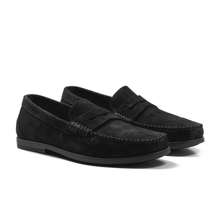 Genuine Suede Leather Slip-On Loafers // Black (Euro: 40)