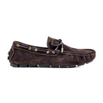 Genuine Suede Lace-up Leather Slip-On Loafers // Brown (Euro: 43)