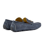Genuine Suede Leather Slip-On Loafer Shoes with Buckle for Men // Navy Blue (Euro: 44)