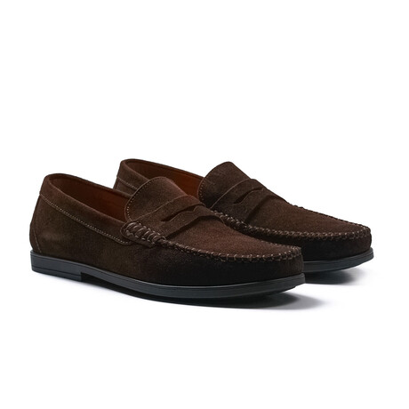 Genuine Suede Leather Slip-On Loafers // Brown (Euro: 40)