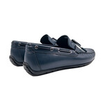 Genuine Leather Slip-On Loafer Shoes with Lace for Men // Navy Blue (Euro: 42)