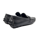 Genuine Leather Slip-On Loafer Shoes with Buckle for Men // Black (Euro: 45)