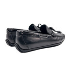 Genuine Leather Slip-On Loafer Shoes with Lace for Men // Black (Euro: 44)