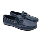 Genuine Leather Slip-On Loafer Shoes with Lace for Men // Navy Blue (Euro: 42)