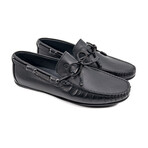 Genuine Leather Slip-On Loafer Shoes with Lace for Men // Black (Euro: 44)