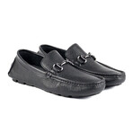 Genuine Leather Slip-On Loafer Shoes with Buckle for Men // Black (Euro: 43)