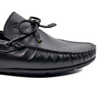 Genuine Leather Slip-On Loafer Shoes with Lace for Men // Black (Euro: 40)